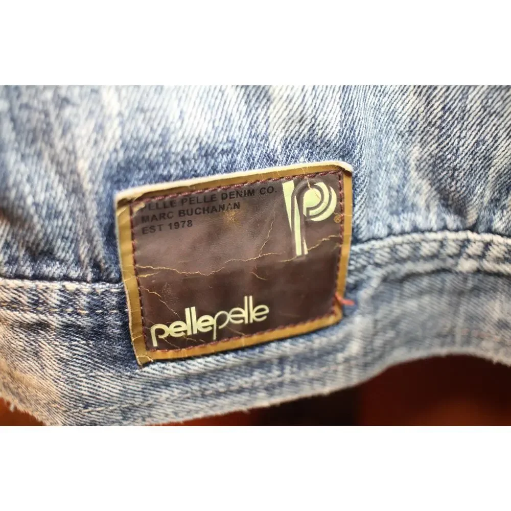 Vintage Pelle Pelle Denim Jacket XL 90s Light Wash Jean Coat  HipHop Streetwear